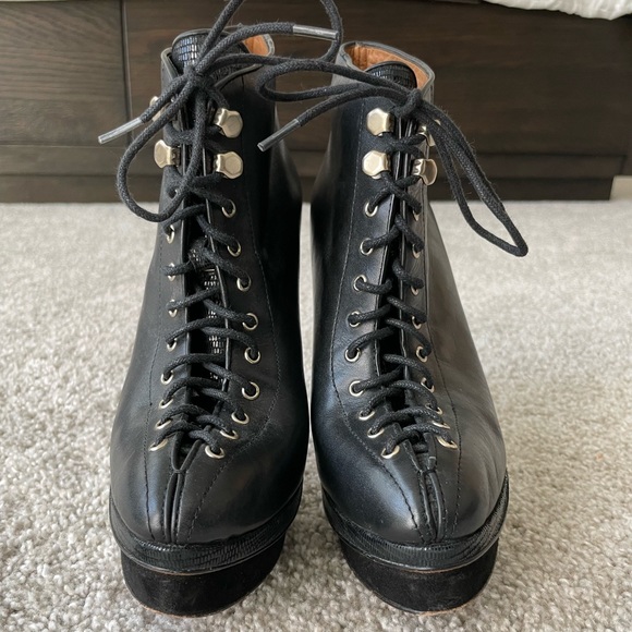 Ann Taylor Aixa Lace Up Leather Platform Booties Size 7 - Picture 3 of 10